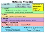 Warm Up What is the mean, median, mode and outlier of the fo